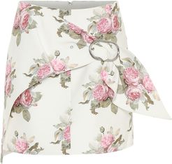 Floral cotton-blend miniskirt