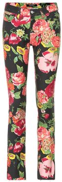 Floral-printed cotton pants