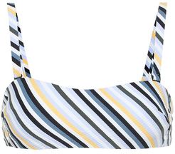 Striped wrap bandeau bikini top
