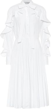 ruffled cotton-blend midi dress