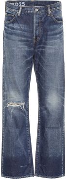 High-rise distressed jeans