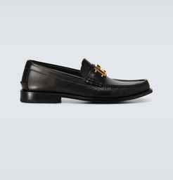 Leather loafers with logo