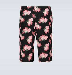 Floral GG printed silk shorts