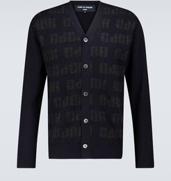 Jacquard wool V-neck cardigan