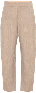 Cropped high-rise stretch-wool pants