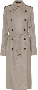 Houndstooth wool trench coat