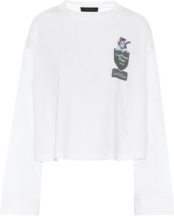 Printed cotton-jersey crop top