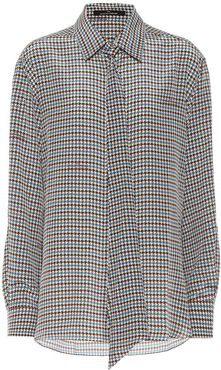 Houndstooth silk blouse