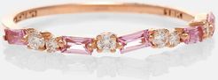 18kt rose gold ring with pink sapphires and diamonds