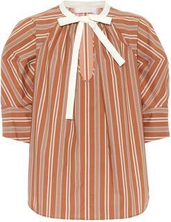 Striped cotton-poplin blouse