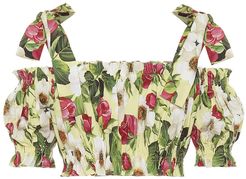 Floral cotton-poplin top