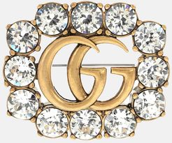 Double G crystal-embellished brooch