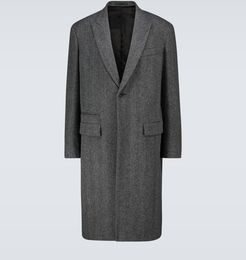 herringbone single-breasted coat