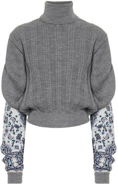 Intarsia linen-blend sweater