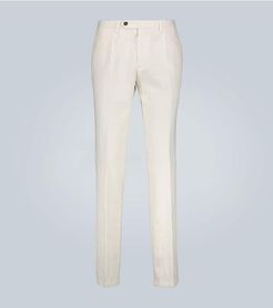 Cotton and linen-blend pants