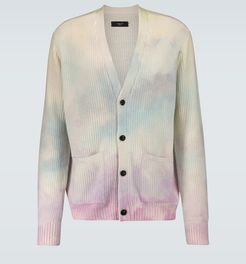 Tie-dyed cashmere-blend cardigan