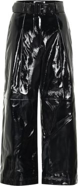 High-rise faux patent-leather pants