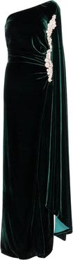 Edwina one-shoulder velvet and silk gown