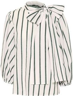 striped cotton-blend blouse
