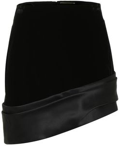 Satin-trimmed velvet miniskirt