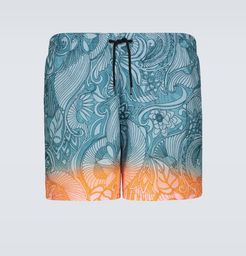 Dip-dye printed swim shorts