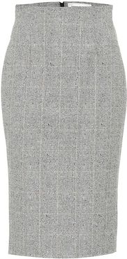 Checked wool pencil skirt
