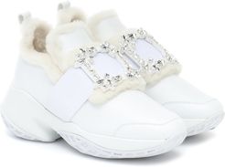 Viv' Run shearling and leather sneakers