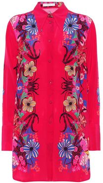 Floral silk tunic blouse