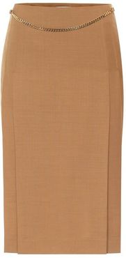 Belted virgin wool pencil skirt