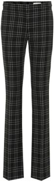 High-rise checked wool pants