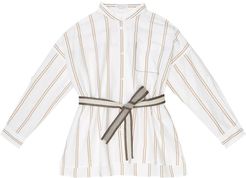 Striped cotton belted shirt