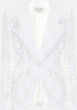 Cotton-blend guipure lace blazer