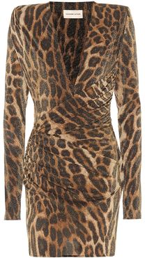 Leopard-print jersey minidress
