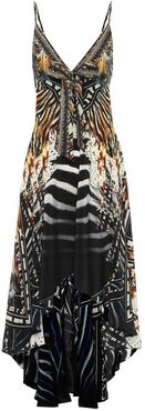 Printed silk maxi dress