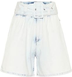 High-rise cotton-denim shorts