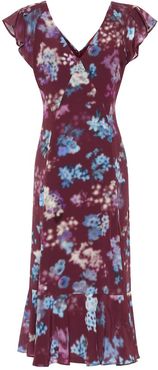 Floral silk-crÃªpe midi dress