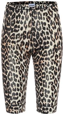 Leopard-print biker shorts
