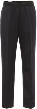 High-rise slim-leg wool pants