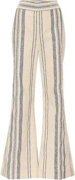 Striped high-rise flared pants