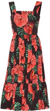 Floral stretch-cotton midi dress