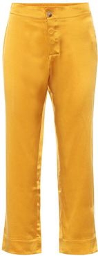 Antibes silk high-rise straight pants