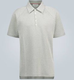 Short-sleeved seersucker polo knit