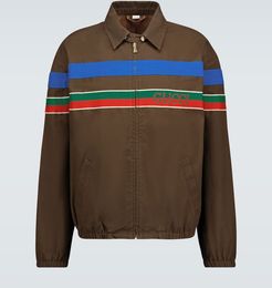 Cotton zipped jacket with Gucci stripe