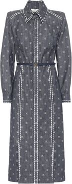 Karligraphy cotton drill shirt dress