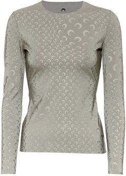 Printed reflective stretch-jersey top