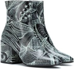 Printed leather ankle boots