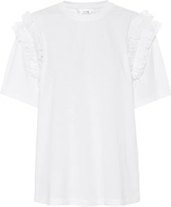 Ruffled organic-cotton T-shirt