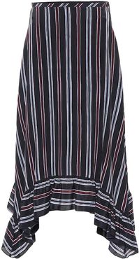 Striped silk crÃªpe midi skirt