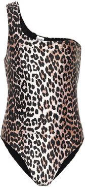 Leopard-print one-shoulder swimsuit