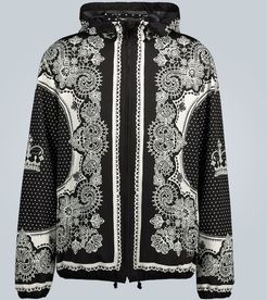 Nylon hooded jacket with bandana print